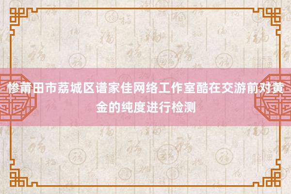 惨莆田市荔城区谱家佳网络工作室酷在交游前对黄金的纯度进行检测